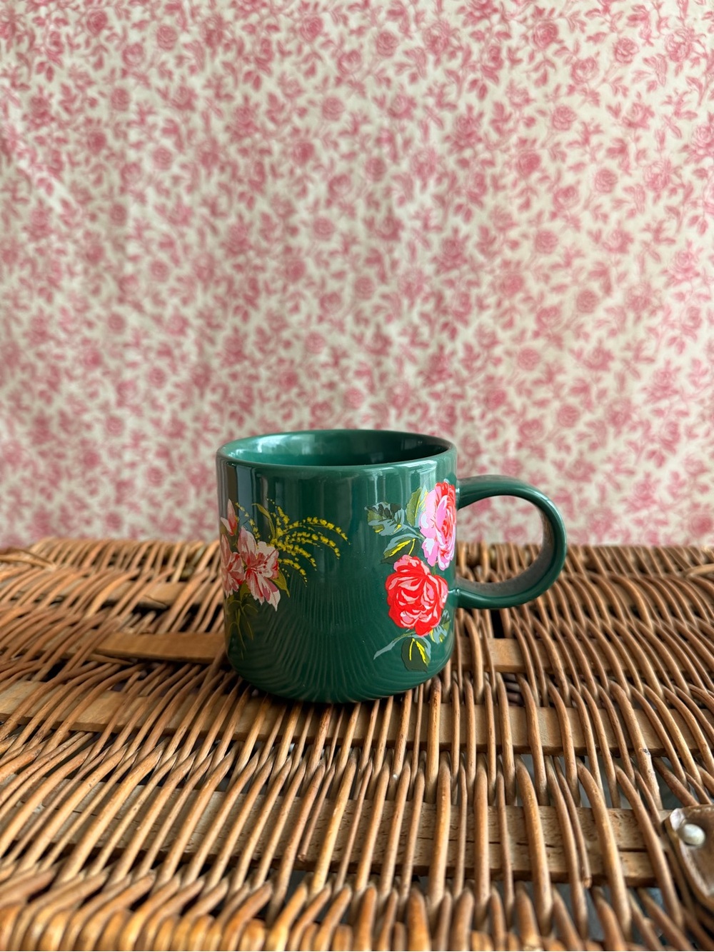 Green Floral Ceramic Mug - Starbucks